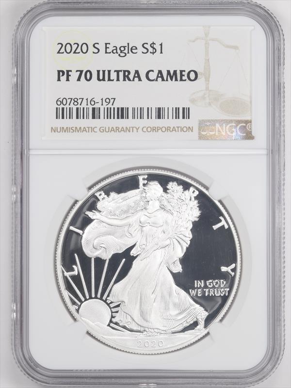 2020-S  American Silver Eagle  NGC PF 70 ULTRA CAMEO ~ White and Perfect