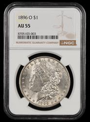 1896 O $1 NGC AU-55