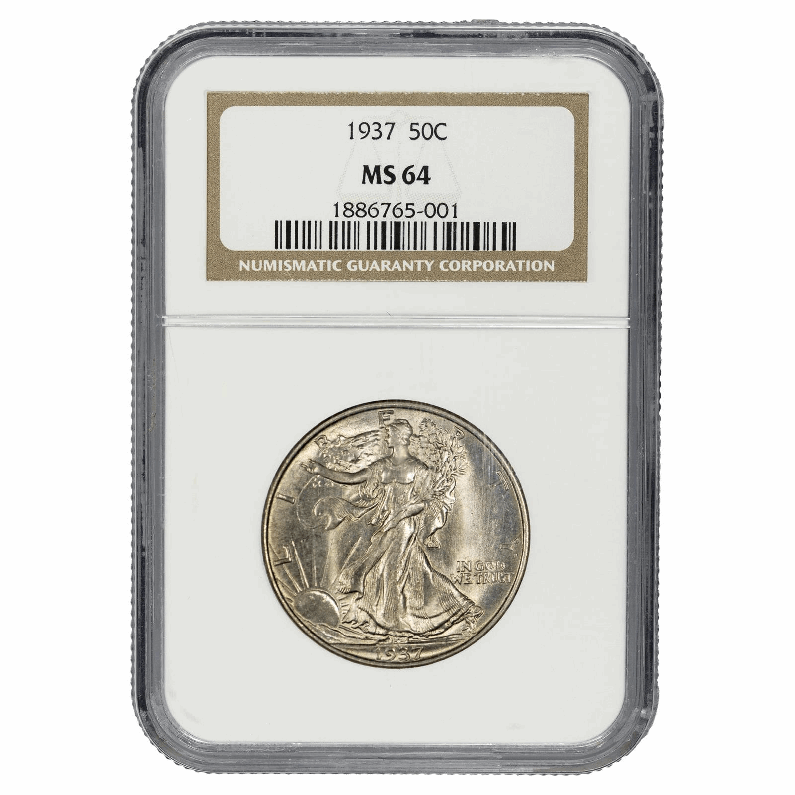 1937 Walking Liberty Half Dollar 50C NGC MS 64