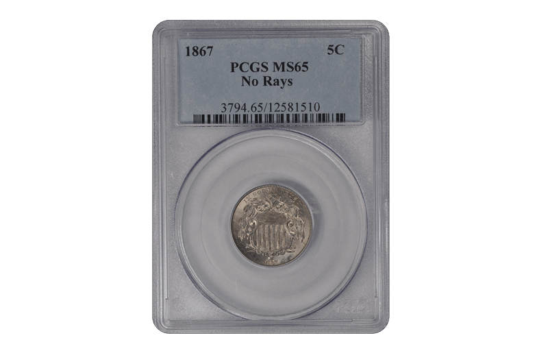 1867 Shield PCGS MS 65