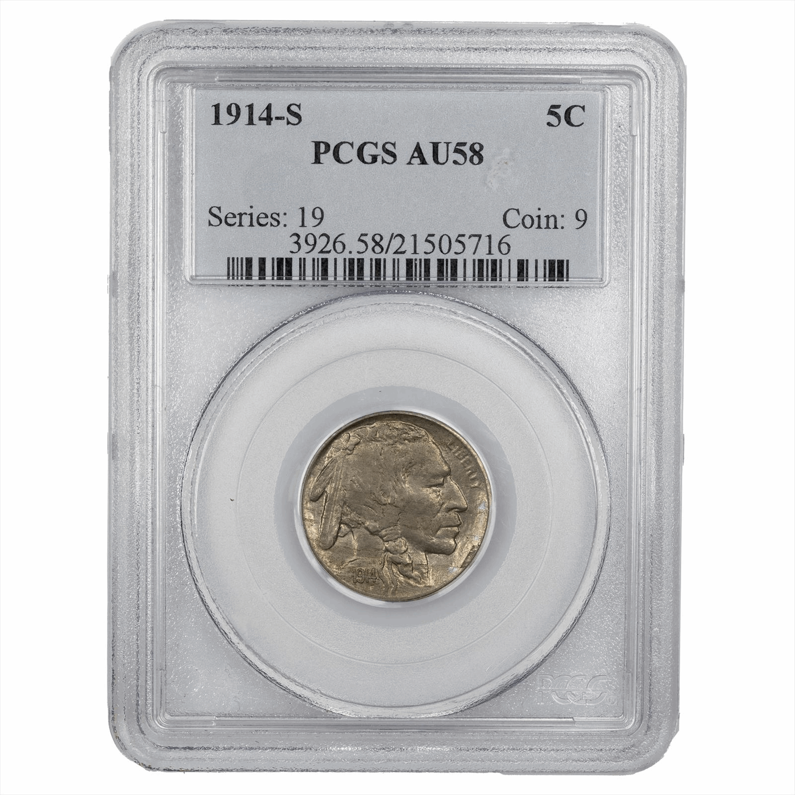 1914-S Buffalo Nickel 5C PCGS AU 58