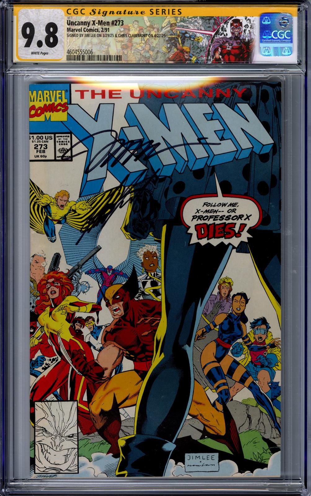 Uncanny X-Men #273 CGC Signature Series 9.8 (marvel, 1991) Signed by Jim Lee & Chris Claremont 
