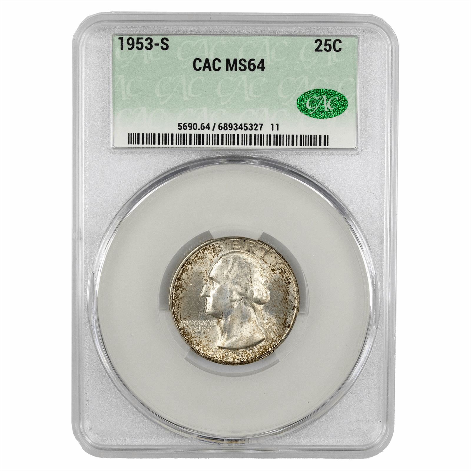 1953-S Washington Quarter 25C CACG  MS 64