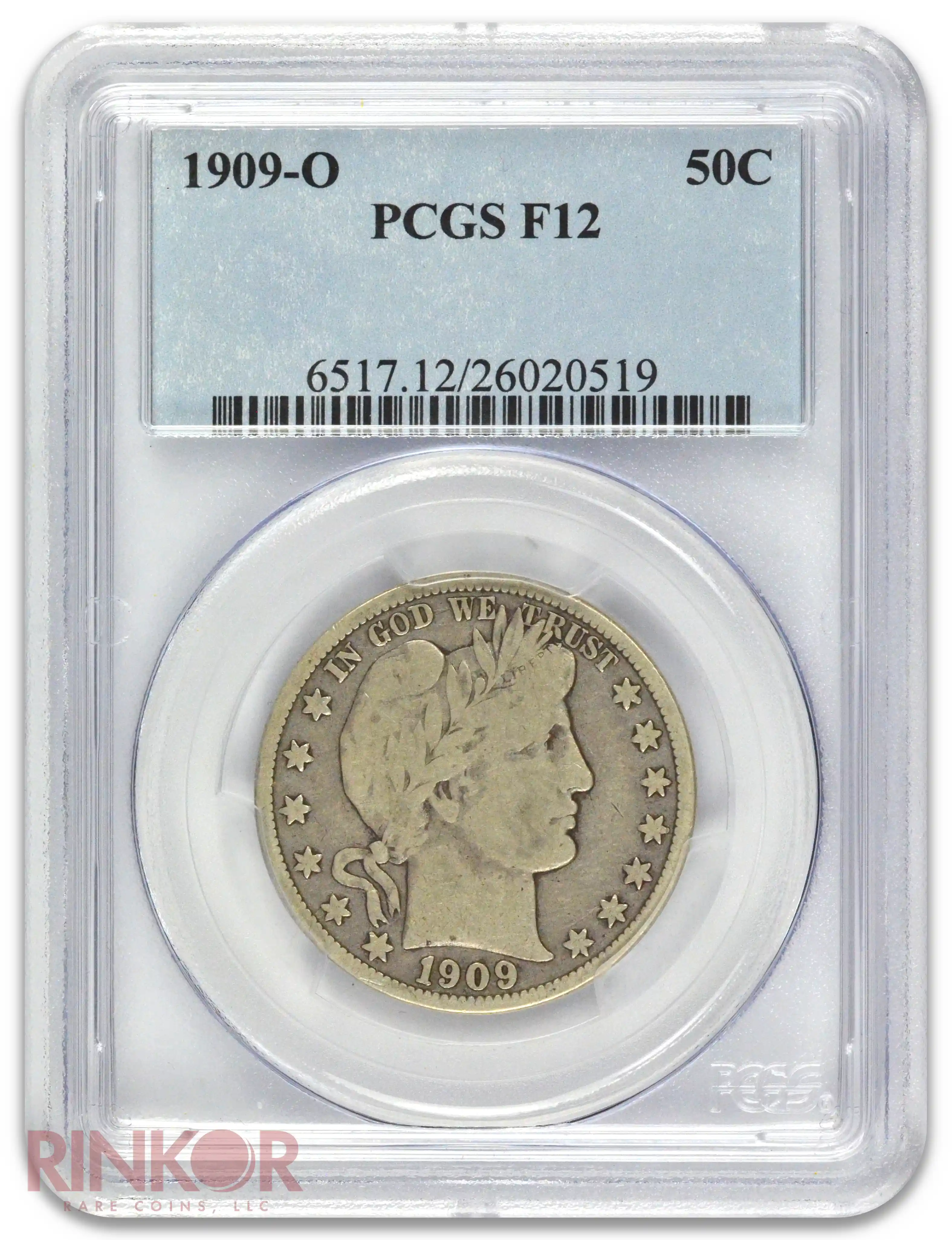1909-O Barber Half Dollar PCGS F-12