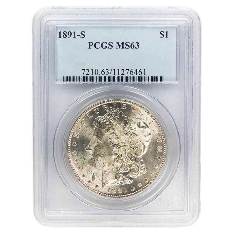 1891-S Morgan Dollar, $1 PCGS MS 63 