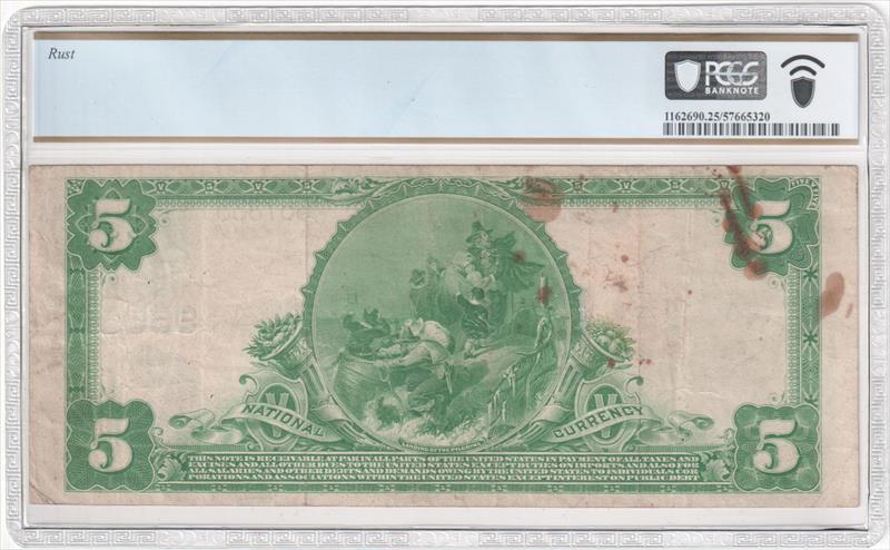 Fr. 601 1902 $5 Plain Back - San Francisco, CA, The Bank of California, N.A. Ch 9655 PCGS  VF25