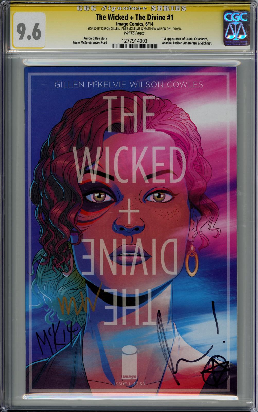 The Wicked + The Divine #1 CGC Signature Series 9.6 (Image, 2014) Signed by Kieron Gillen, Jamie Mckelvie, & Matthew Wilson 
