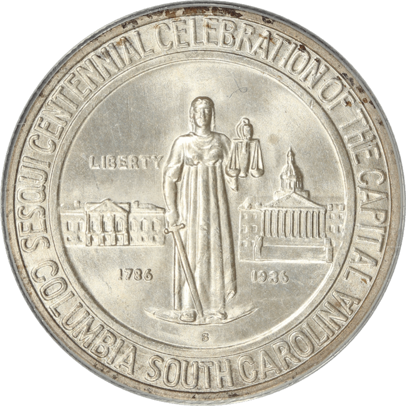 1936-S Columbia Commemorative Half Dollar 50c, PCGS MS 66 - Lustrous, PQ+, OGH