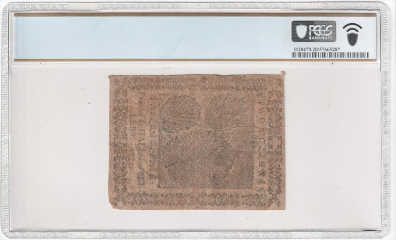 Fr. CC-12 American Revolution/ Continental Currency 1775 $2 PCGS VF20