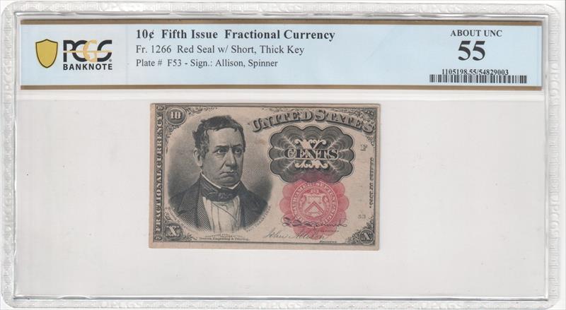 Fr. 1266 10¢ 5th Issue Fractional Currency PCGS AU55