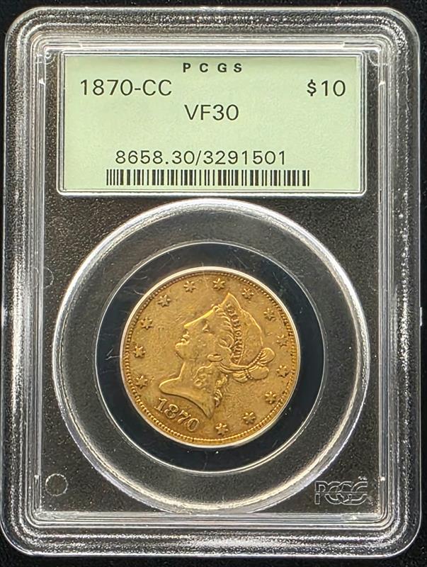 1870-CC Liberty Head PCGS VF 30 OGH