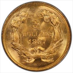 1887 $3.00 PCGS/CAC MS65, OGH 