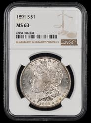 1891 S $1 NGC MS63 MS63
