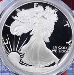 1986-S Proof Silver Eagle Silver Dollar PCGS PR69DCAM San Francisco Holder 