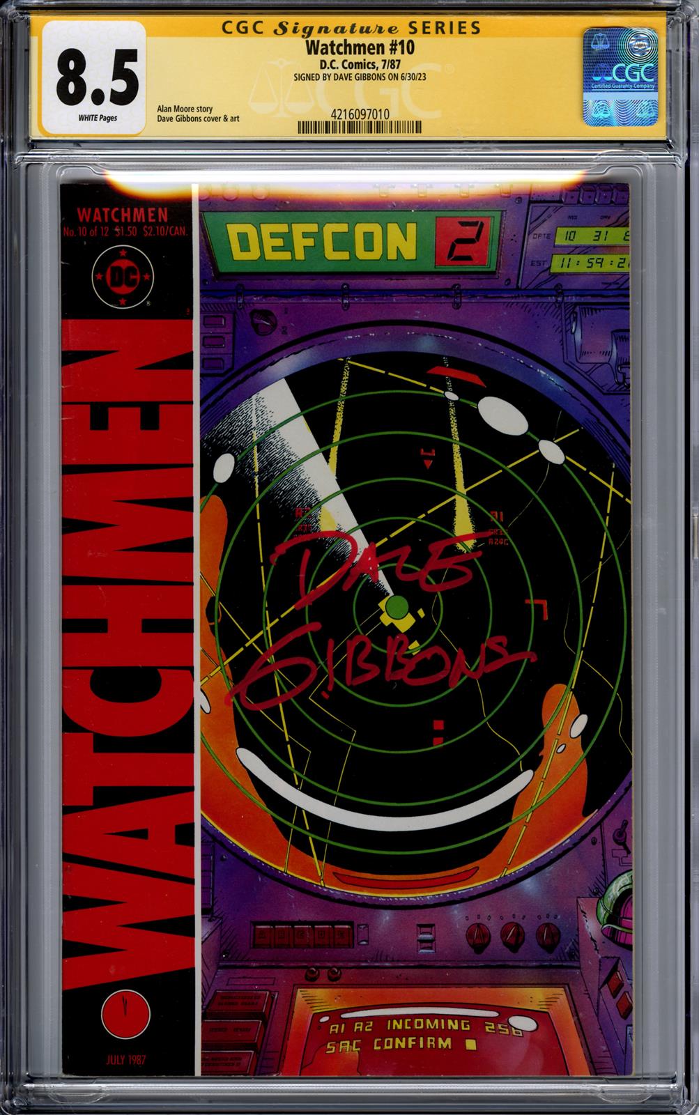 Watchmen #10 CGC Signature Sereis 8.5 (D.C., 1987) Signed by Dave Gibbons 