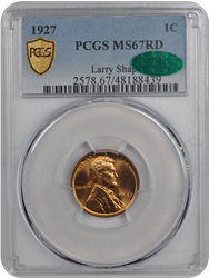 1927 Lincoln PCGS CAC RD 67 