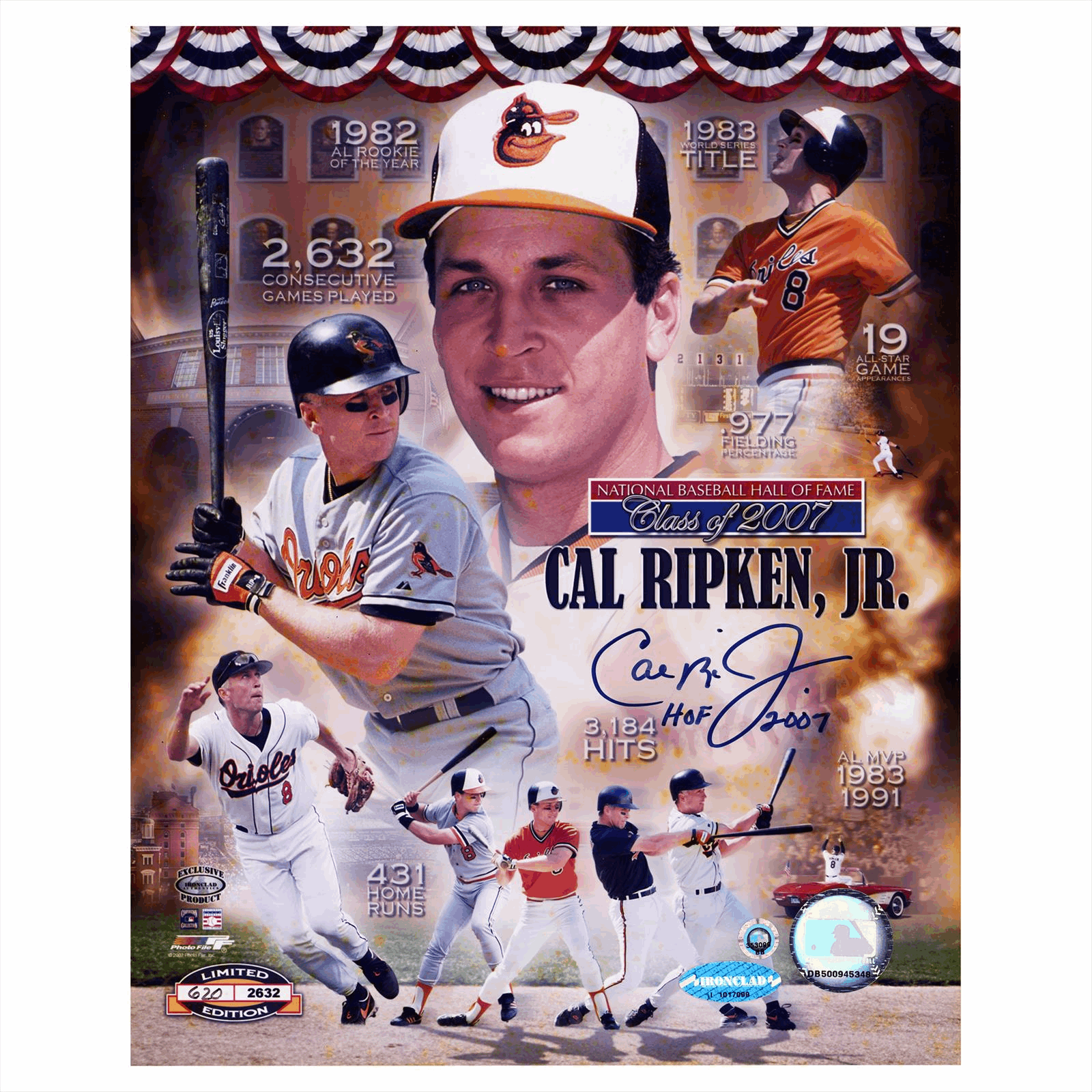 2007 HOF Cal Ripken Jr Signed and Inscribed 8x10 Print Ironclad Authenticated 