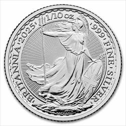 2025 20 Pence 1/10oz. Great Britian Silver Britannia, BU 