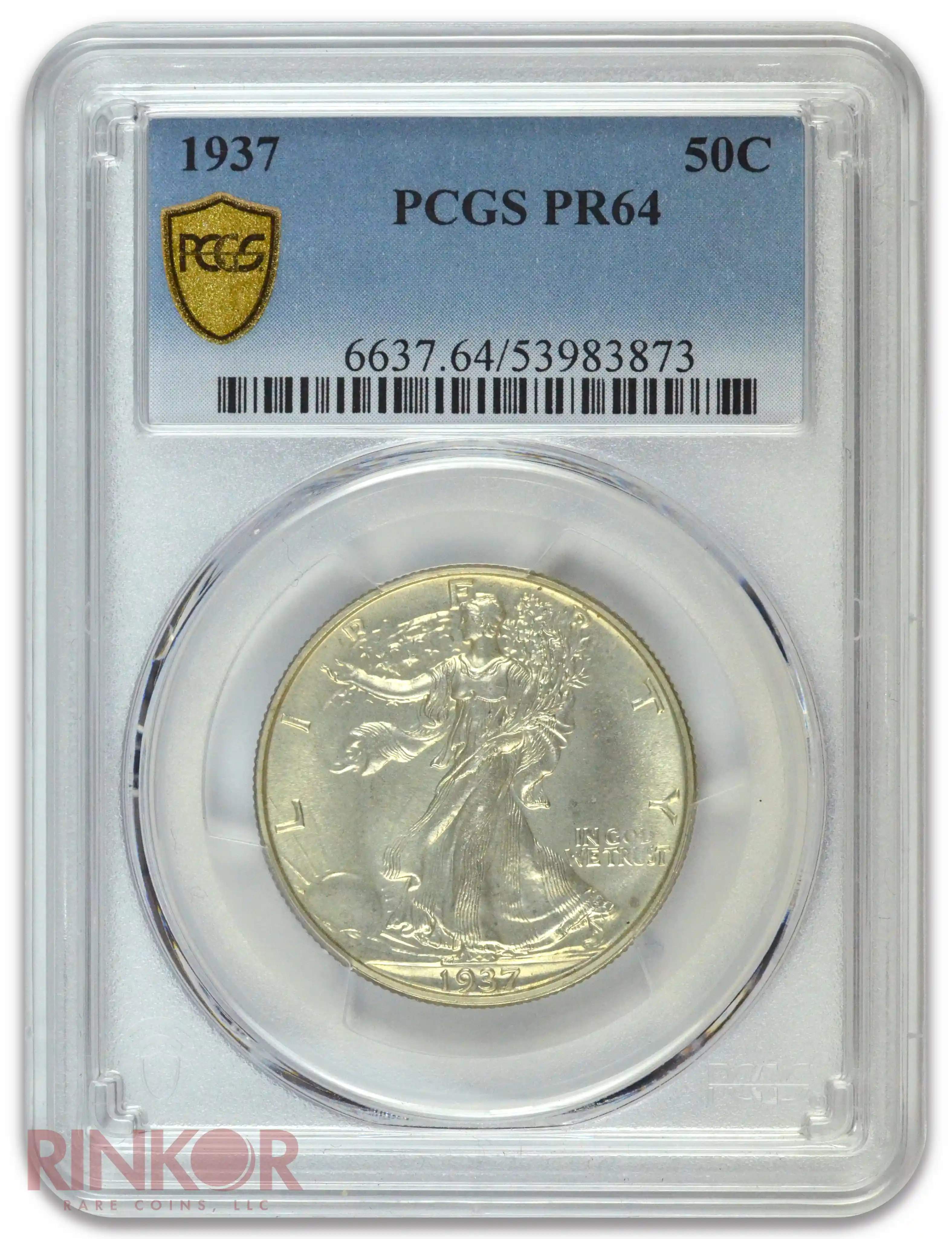1937 Walking Liberty Half Dollar PCGS PR 64