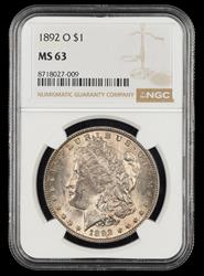 1892 O $1 NGC MS 63