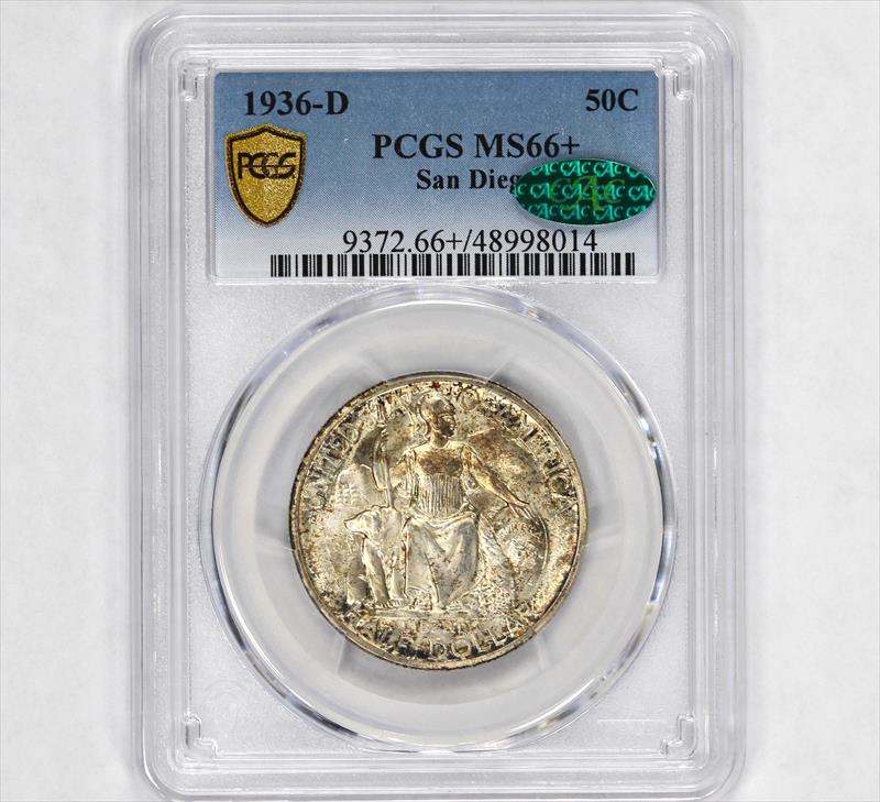 1936-D 50 San Diego Classic Commemorative PCGS MS66+ CAC - Great Luster / Color