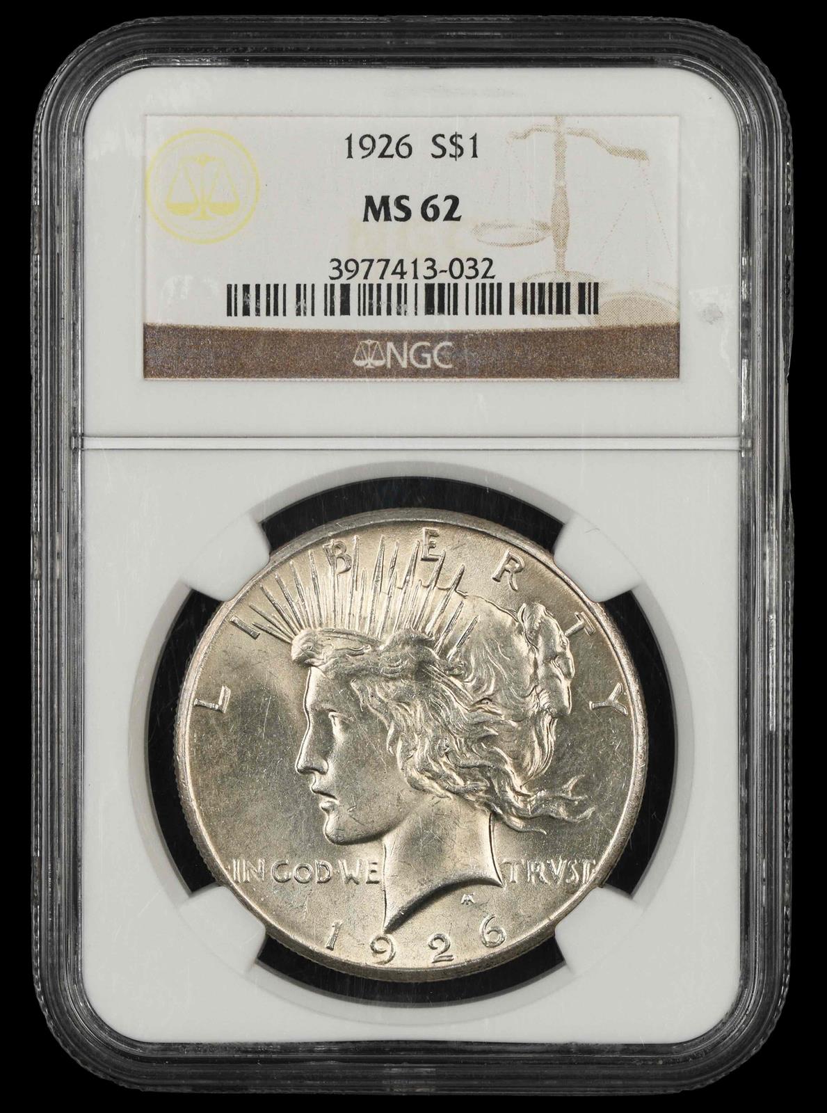 1926 $1 NGC MS 62