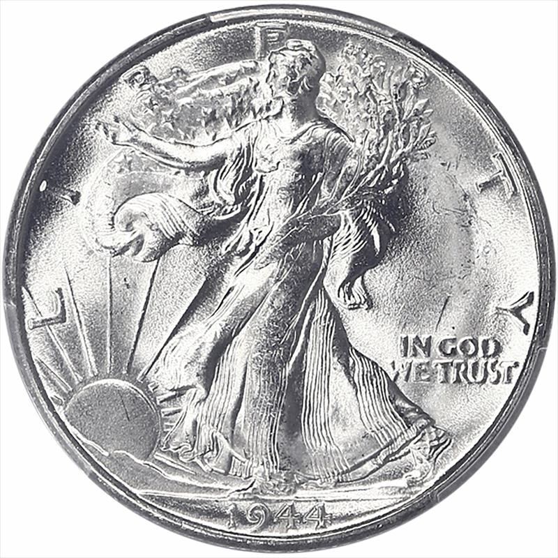 1944-S Walking Liberty Half Dollar 50C PCGS MS 65 + - Nice Lustrous Coin