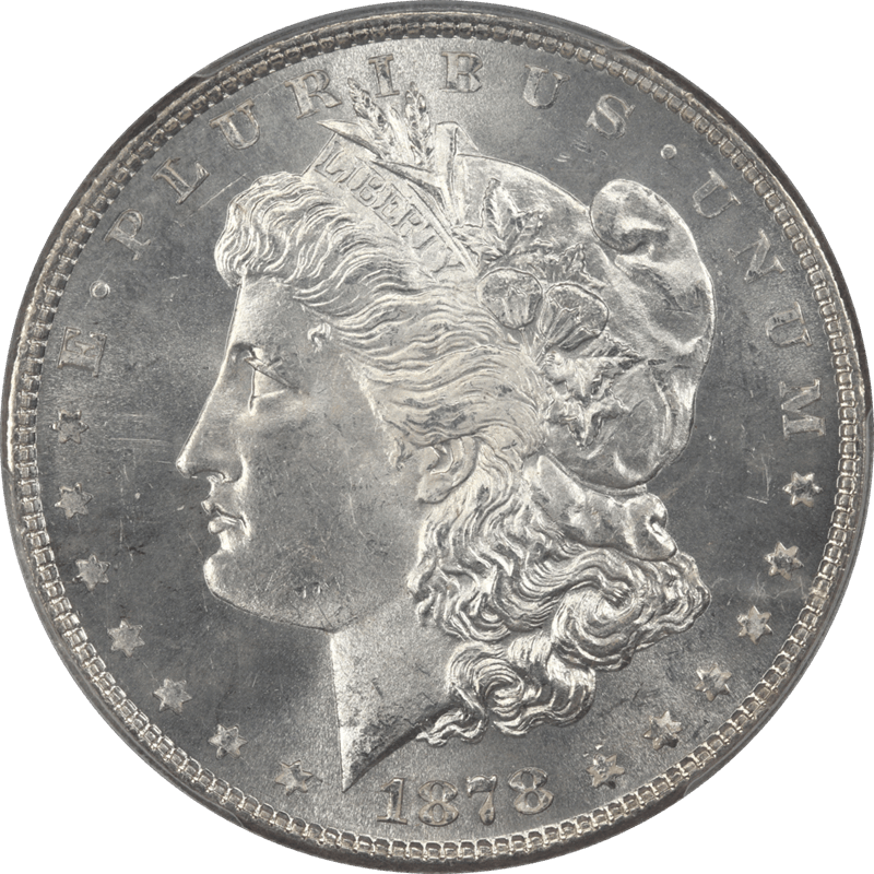 1878 8TF Morgan Silver Dollar $1 PCGS MS65 - Nice White Coin, VAM-21, Broken R&B