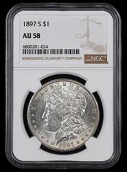 1897 S $1 NGC AU58 AU58