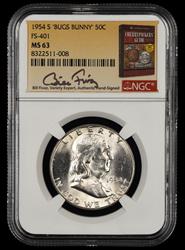 1954 S Bugs Bunny 50c FS-401 Bill Fivaz Signature Label NGC  MS63