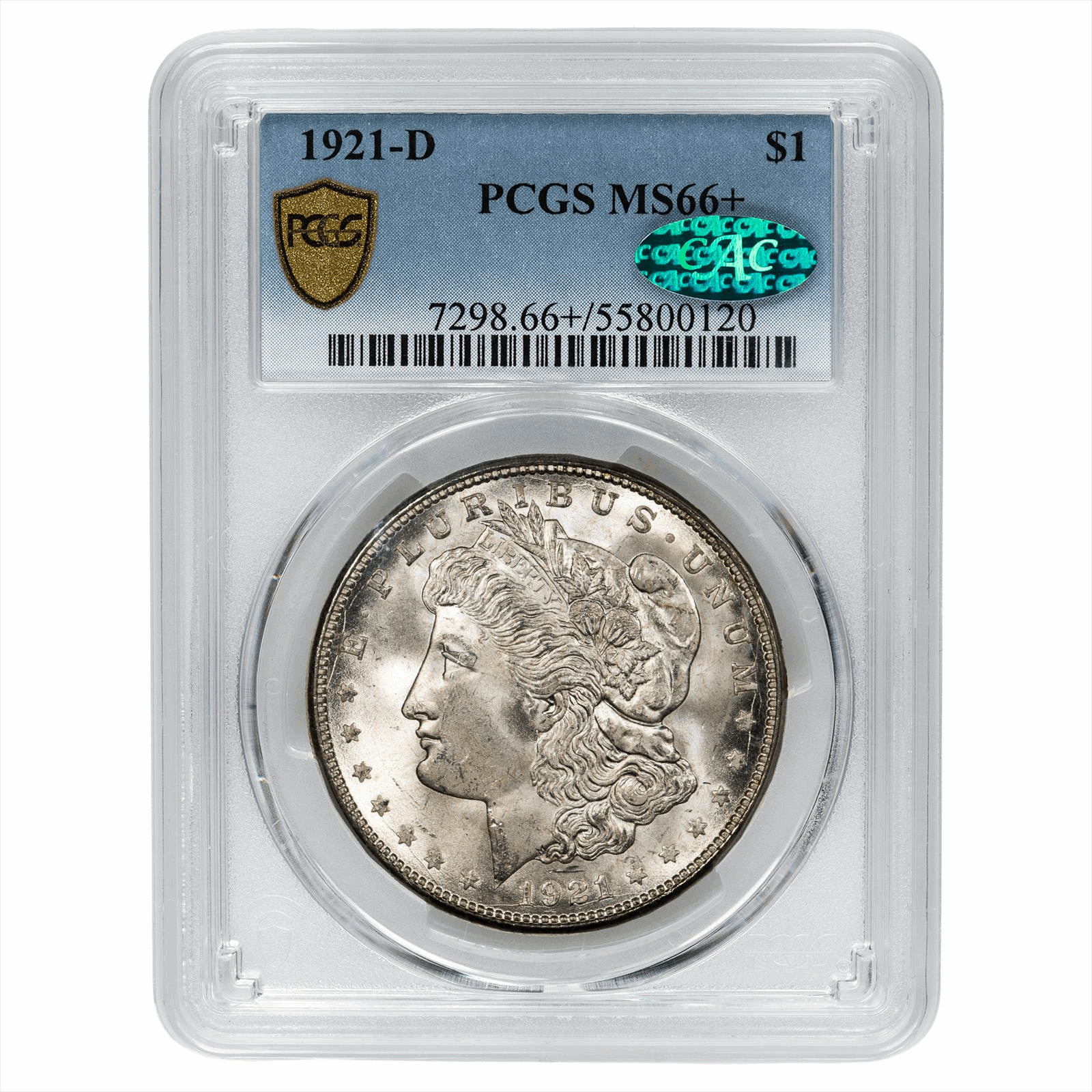 1921-D Morgan Dollar $1 PCGS MS 66+ CAC