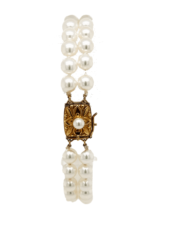 Mikimoto Pearl Strand Bracelet with 18k Yellow Gold Clasp 