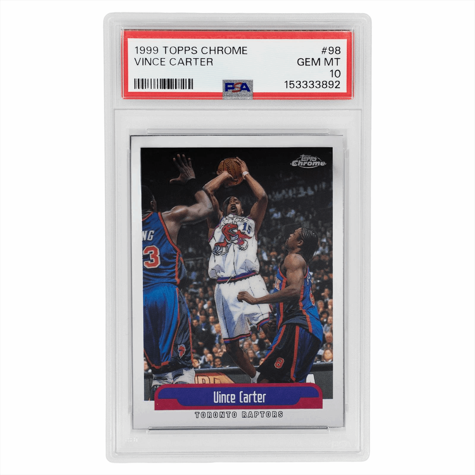 1999 Topps Chrome Vince Carter #98 PSA GEM MT 10 Cert #153333892