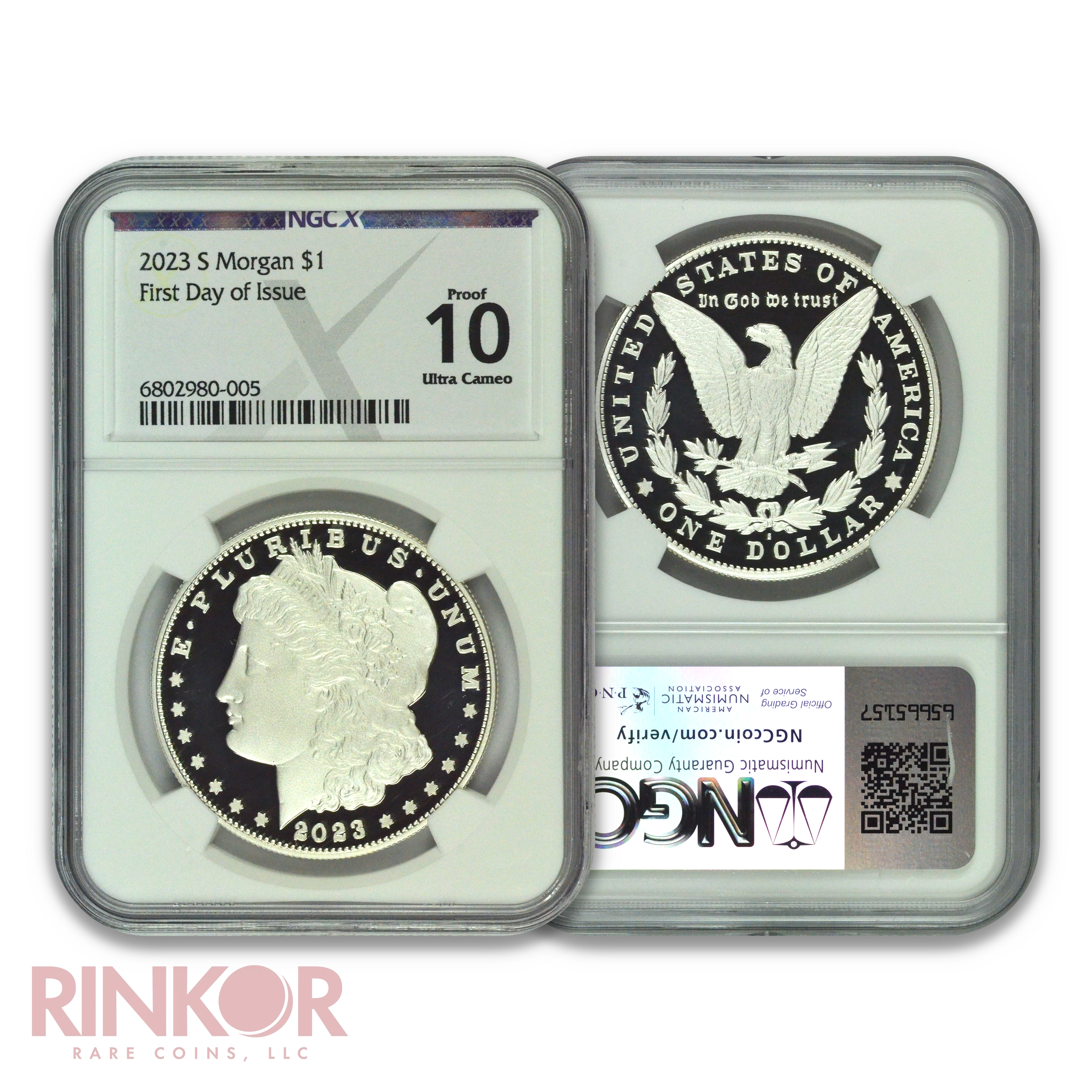 2023-S $1 Morgan and Peace Dollar 2-Coin Set First Day of Issue NGCX 10