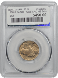 1930-S Buffalo PCGS CAC MS 64 +