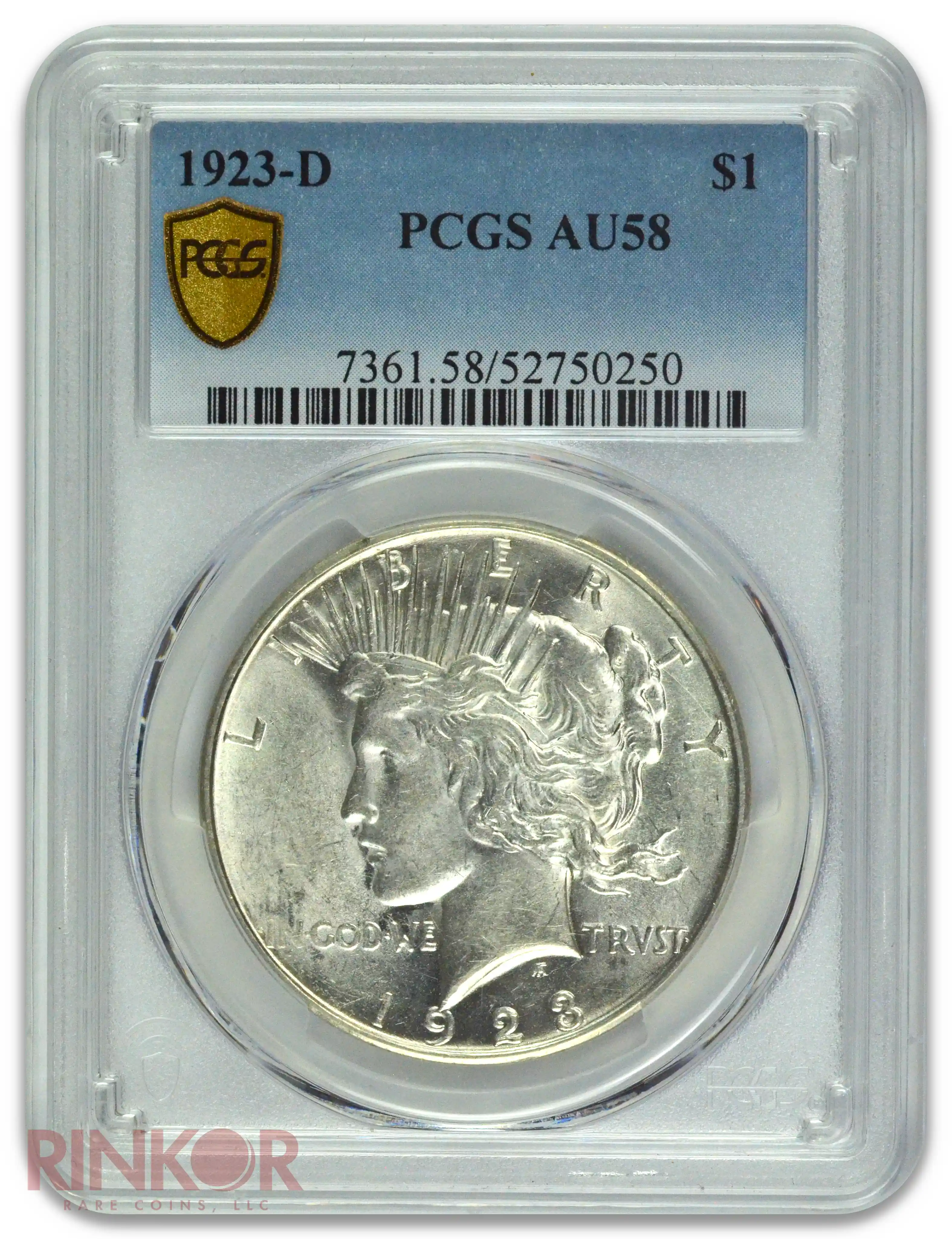 1923-D $1 Peace Dollar PCGS AU-58