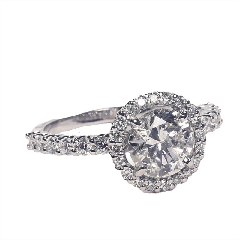 1.9cttw Diamond Engagement Ring w/ 1.45ct center H-I2 GIA Certified Diamond [2225679567] 
