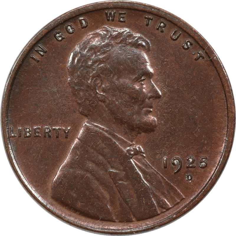 1925-D Lincoln Wheat Cent 1c, Circulated Almost Uncirculated - Nice and Original