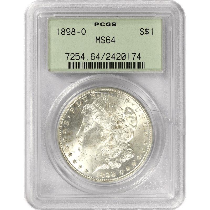 1898-O Morgan Silver Dollar S$1, PCGS MS 64 - Old Green Holder