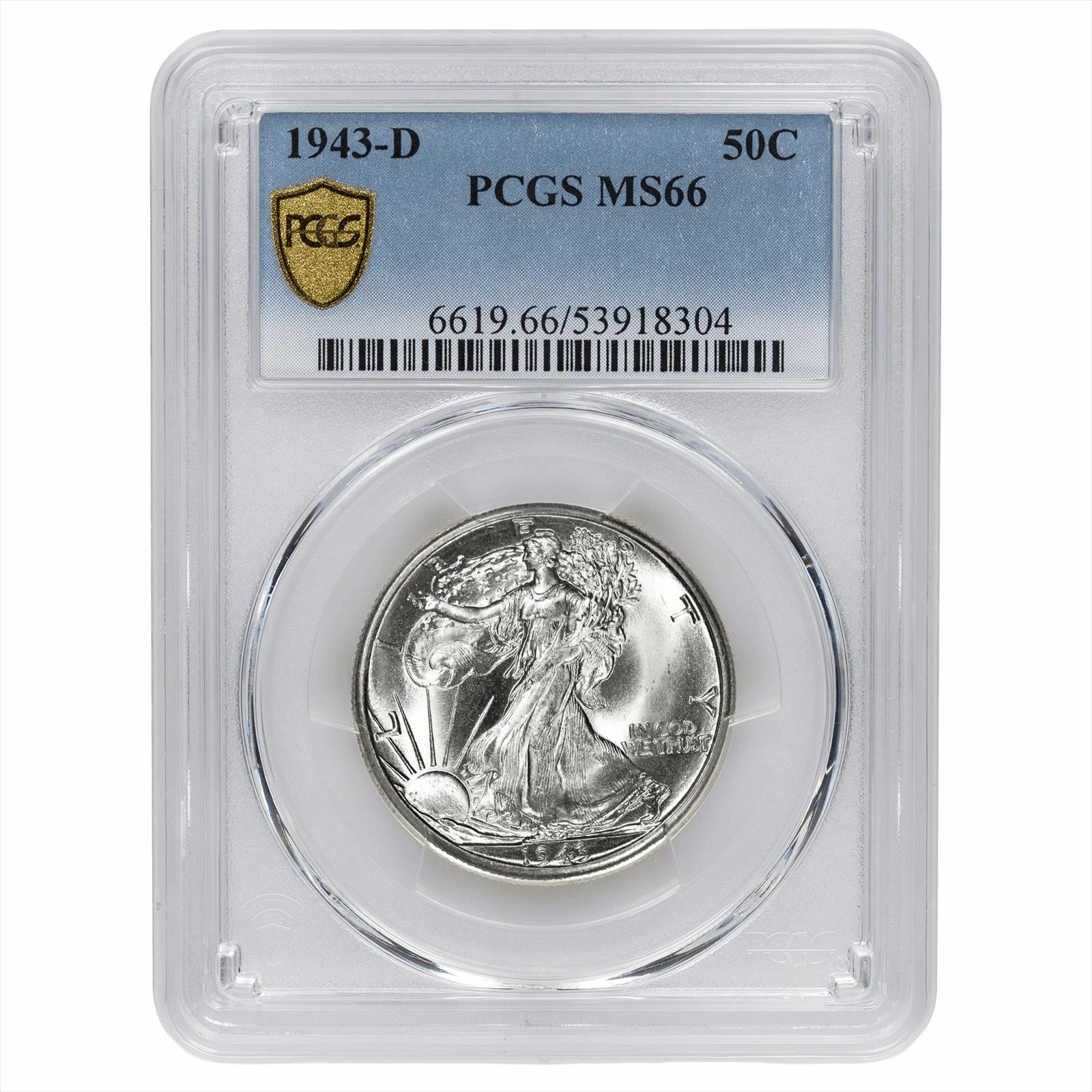 1943-D Walking Liberty 50C PCGS MS 66