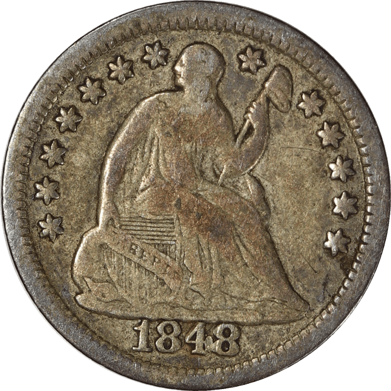 1848 Liberty Seated Half Dime 1/2 10c, Circulated, Fine +