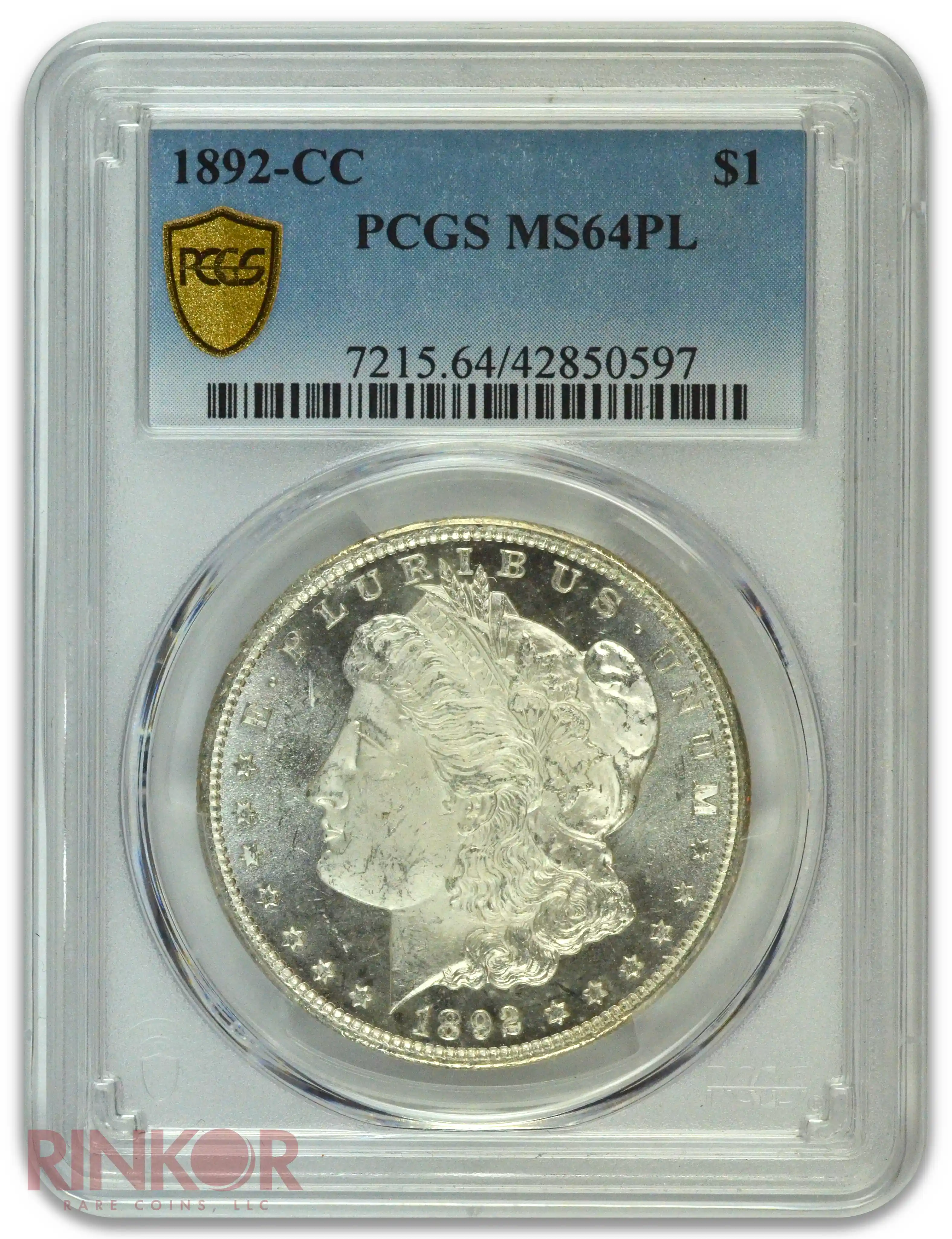 1892-CC $1 Morgan Dollar PCGS MS 64 PL