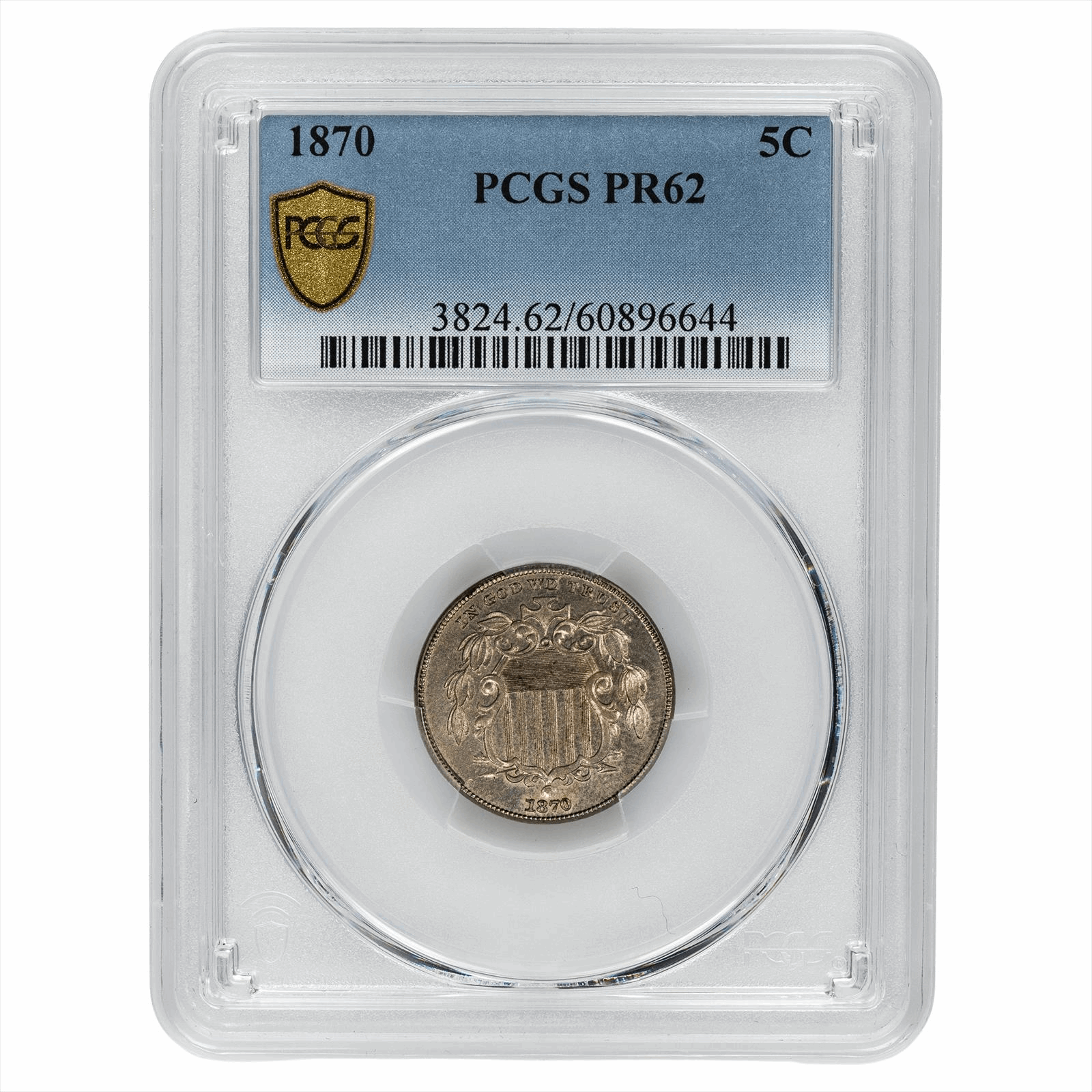 1870 Shield Nickel 5C PCGS PR 62