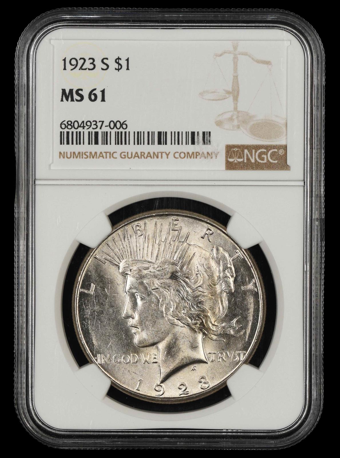 1923 S $1 NGC MS 61