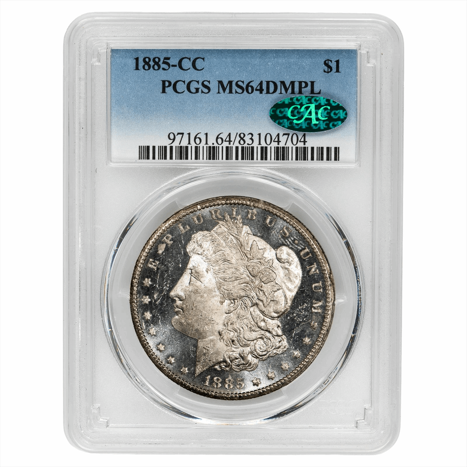 1885-CC Morgan Dollar $1 PCGS MS 64 DMPL