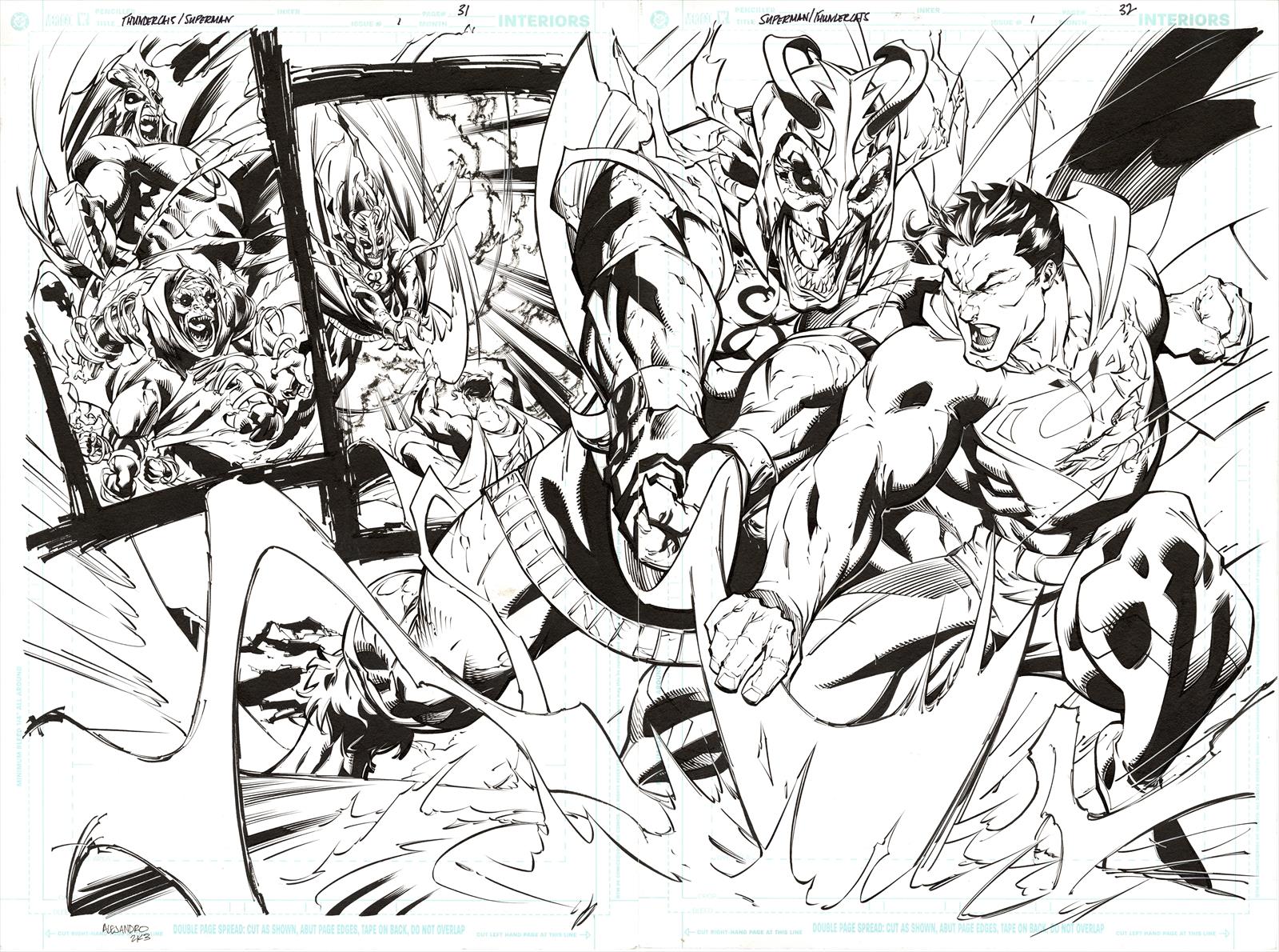 ThunderCats/Superman #1 Page 31 & 32 Artist:  Ale Garza (Penciller) ,  Trevor Scott (Inker) Media Type: Pen and Ink Art Type: Double Page Splash 
