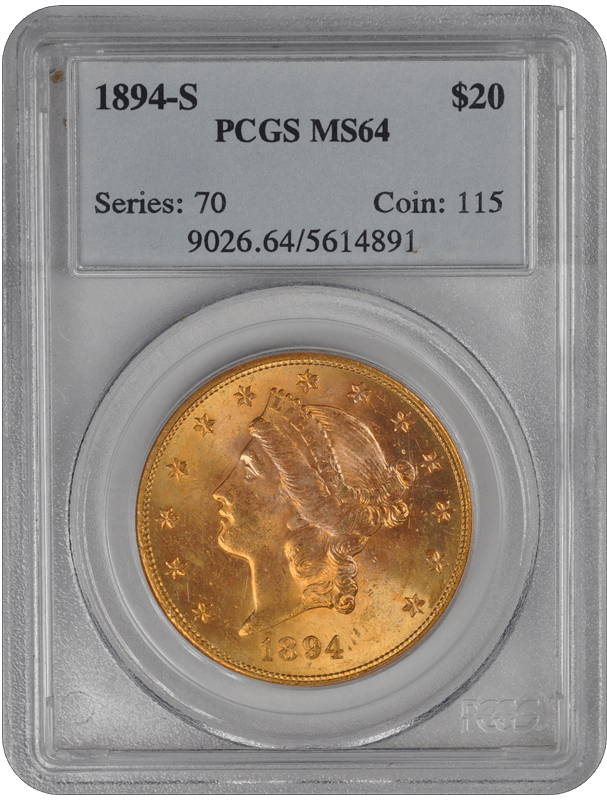 1894-S Liberty Head $20 PCGS MS 64