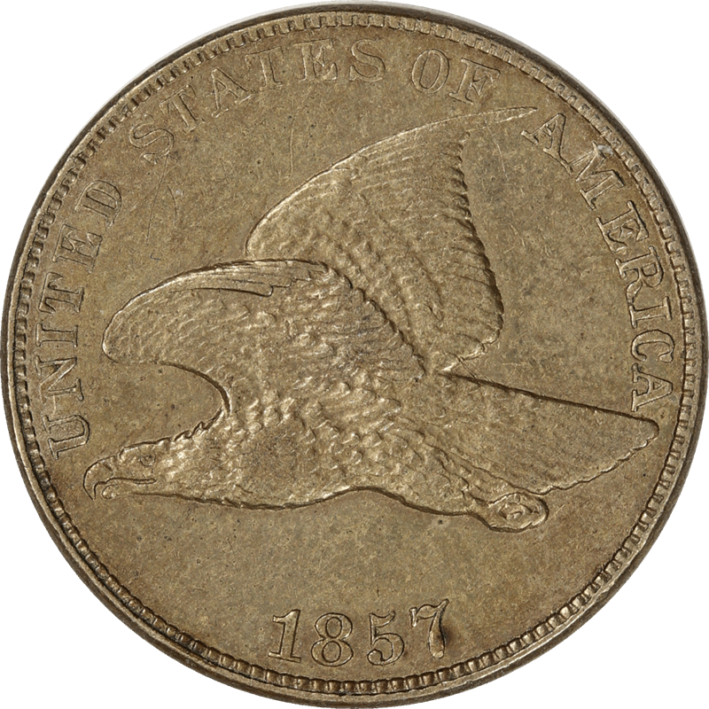 1857 Flying Eagle Cent 1c, Circulated, About Uncirculated