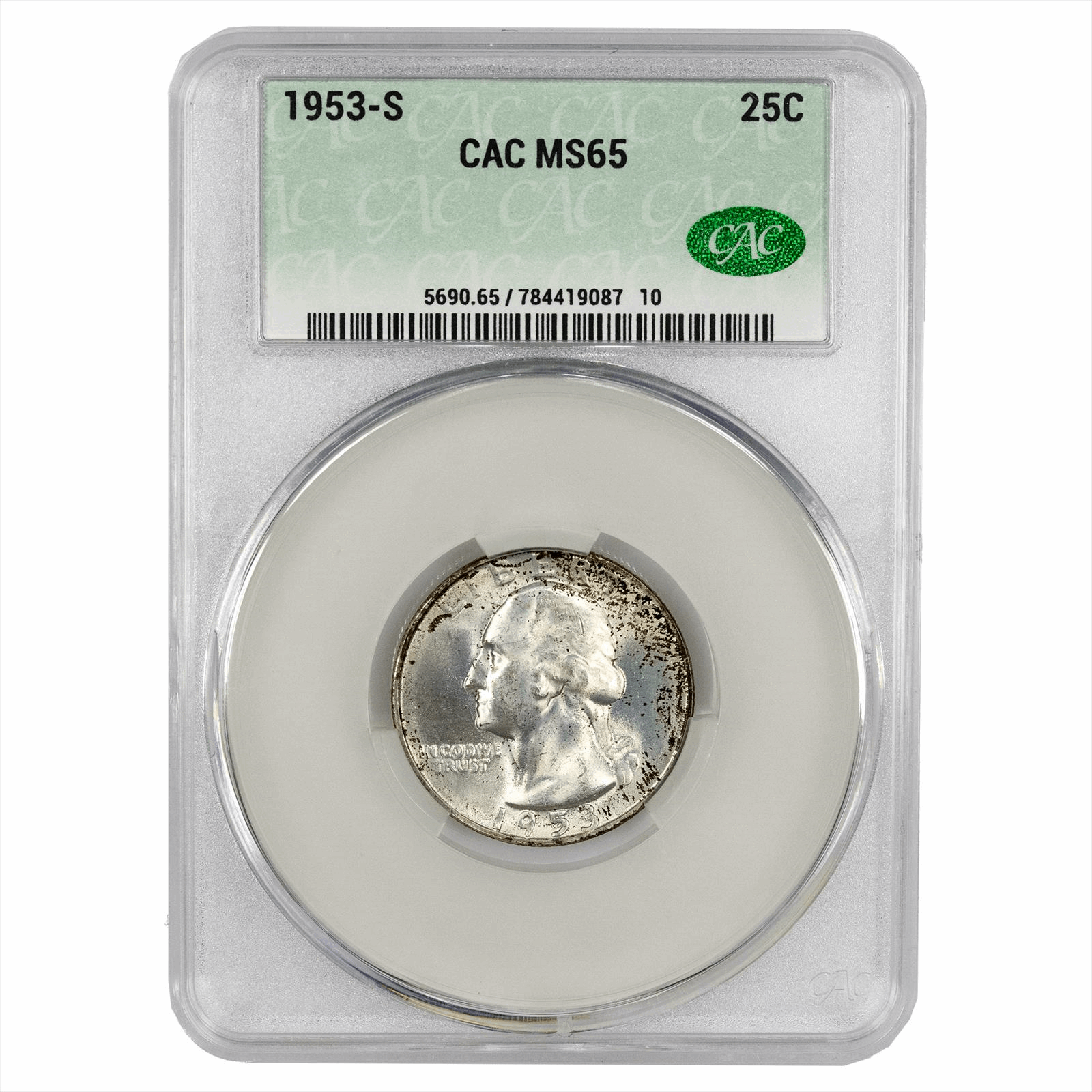 1953-S Washington Quarters 25C CACG  MS 65