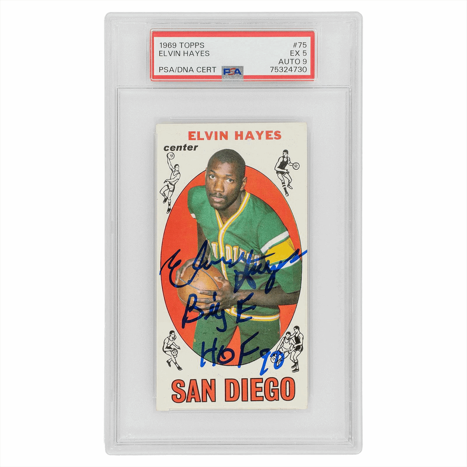 1969 Topps Elvin Hayes #75 PSA/DNA EX 5 AUTO 9